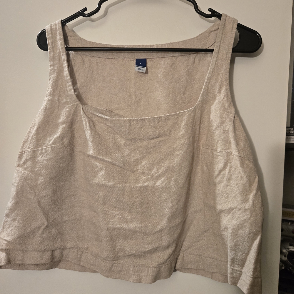 Old Navy Women's Cream Linen Tank Top